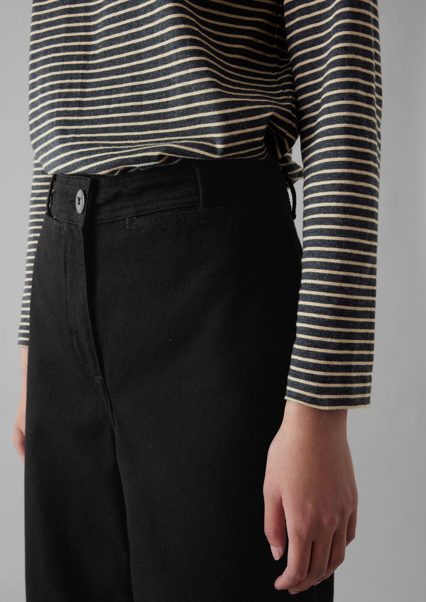 Denim Straight Leg Pants | Black