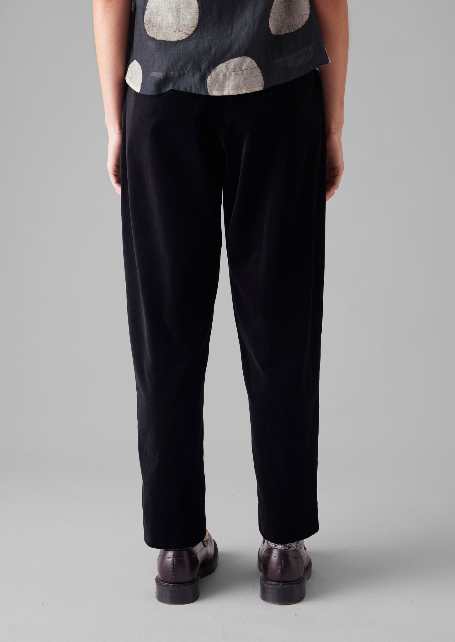 Cotton Velvet Pleat Front Pants | Brown Slate