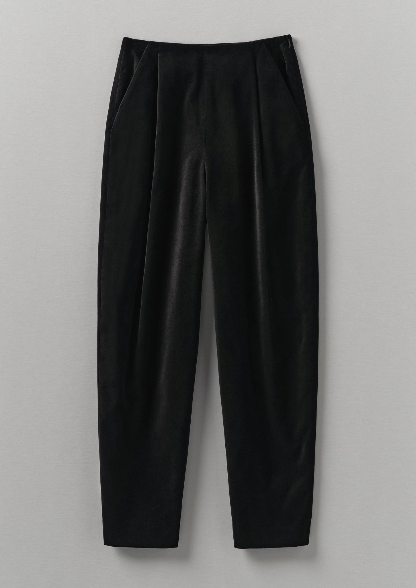 Cotton Velvet Pleat Front Pants | Brown Slate