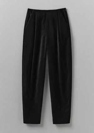 Cotton Velvet Pleat Front Pants | Brown Slate