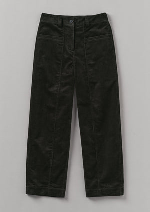 Panelled Organic Cord Pants | Brown Slate