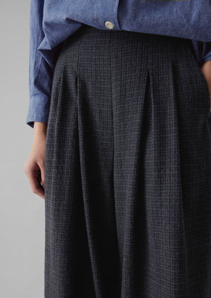 Cotton Wool Pleat Front Pants | Carbon