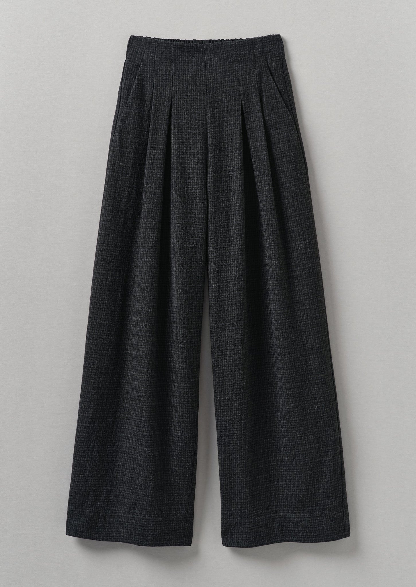 Cotton Wool Pleat Front Pants | Carbon