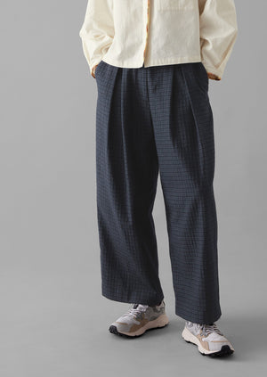 Jude Check Wool Pants | Slate Blue