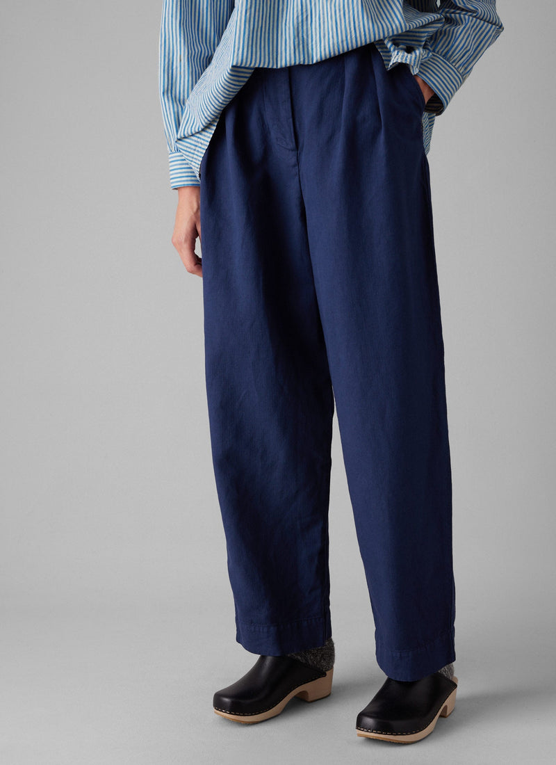 Cotton Linen Herringbone Pants | Maize Blue