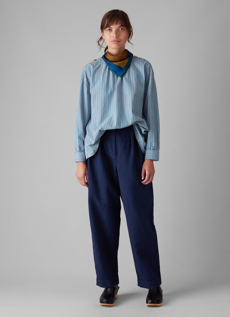 Cotton Linen Herringbone Pants | Maize Blue