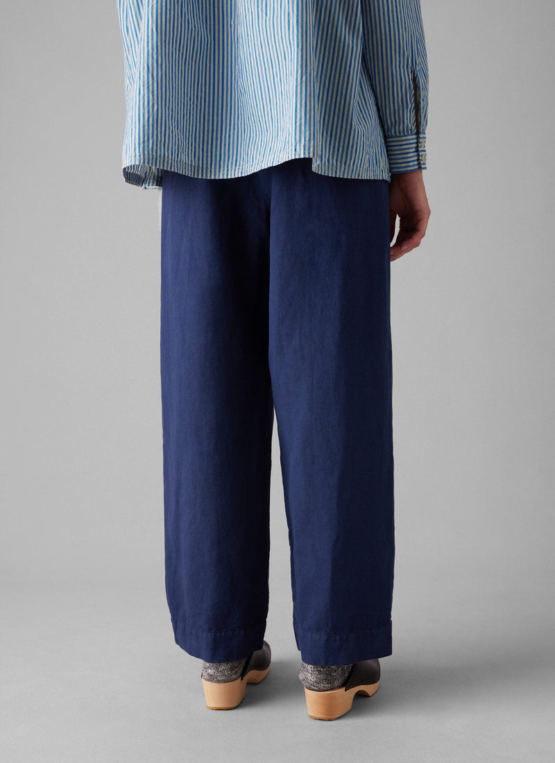 Cotton Linen Herringbone Pants | Maize Blue