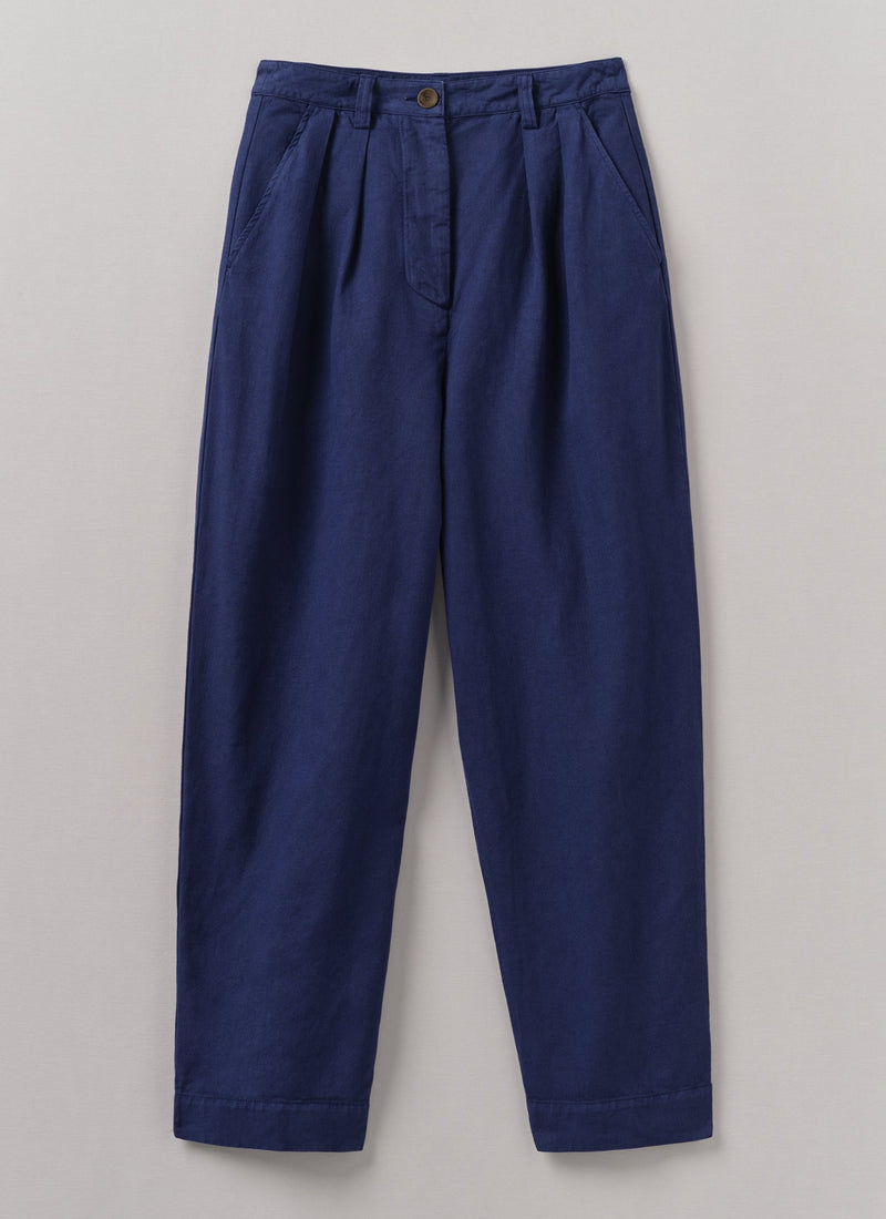 Cotton Linen Herringbone Pants | Maize Blue