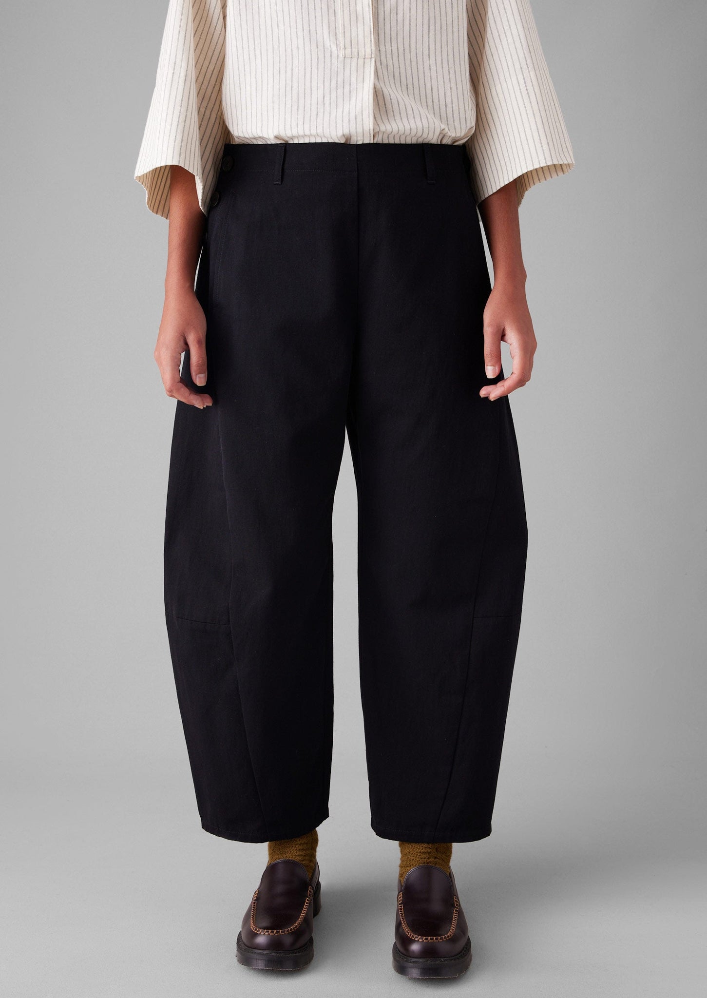 Twisted Seam Cotton Linen Pants | Black