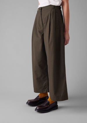 Birch Gingham Pleat Front Pants | Burnt Umber