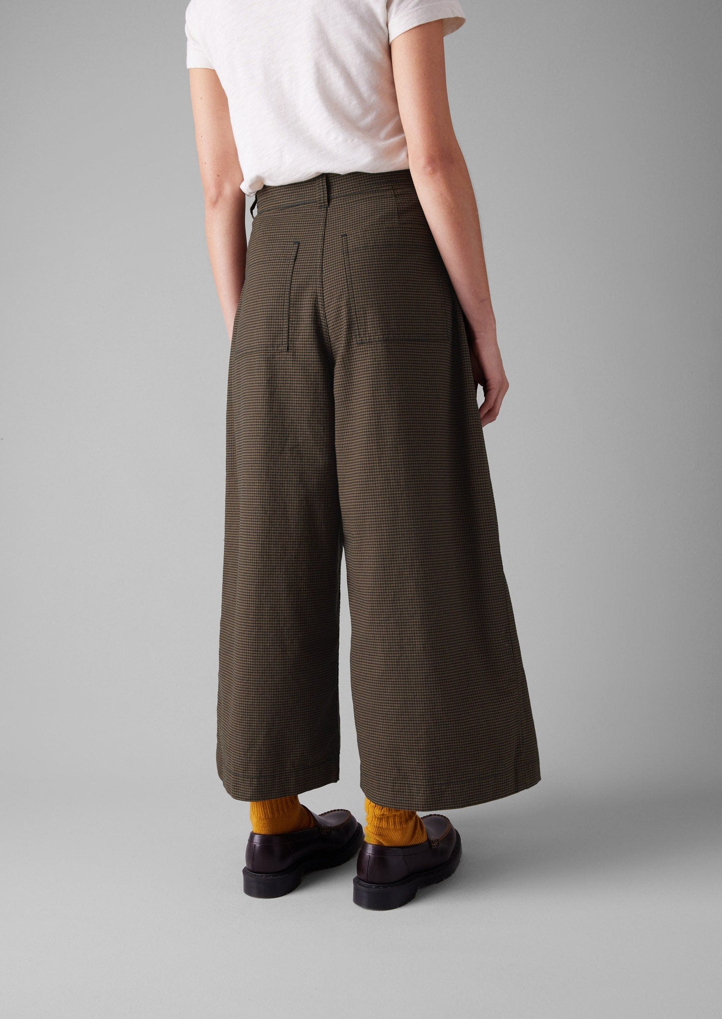 Birch Gingham Pleat Front Pants | Burnt Umber