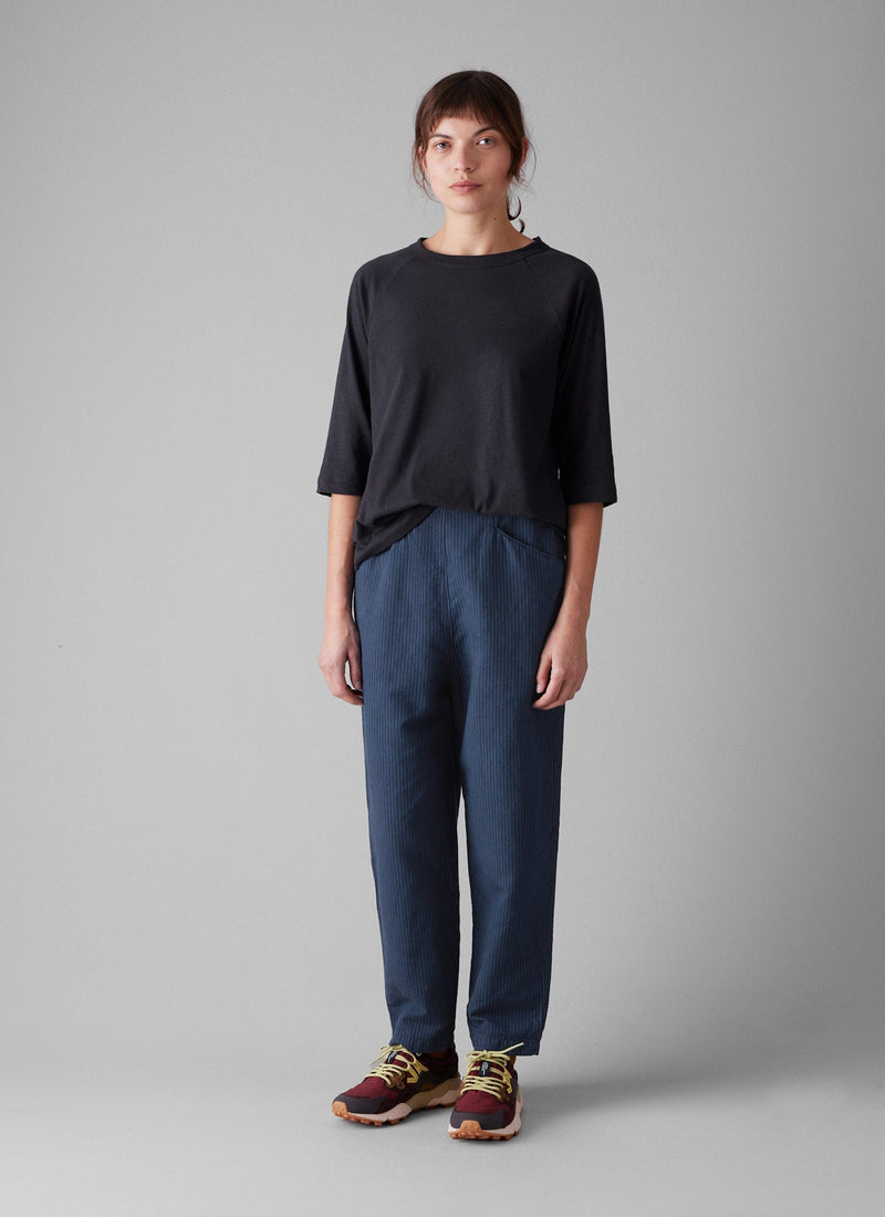 Alix Stripe Cotton Linen Pants | Engineer Blue