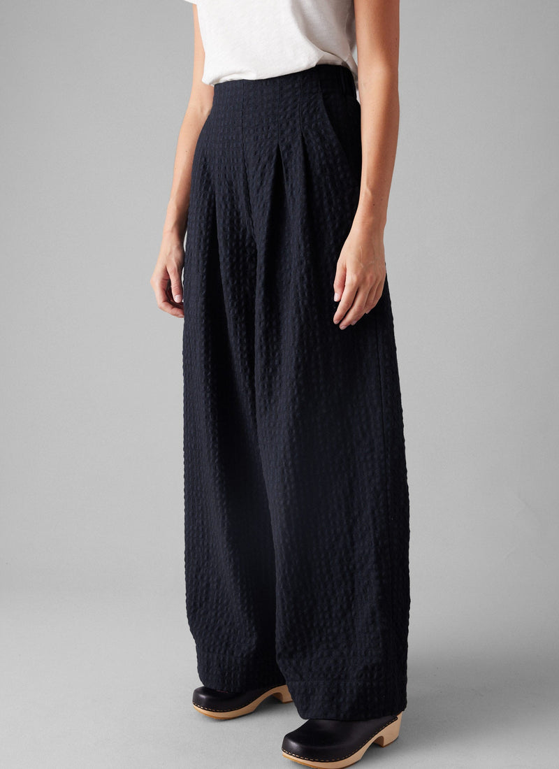 Corinne Herringbone Wide Leg Pants | Navy