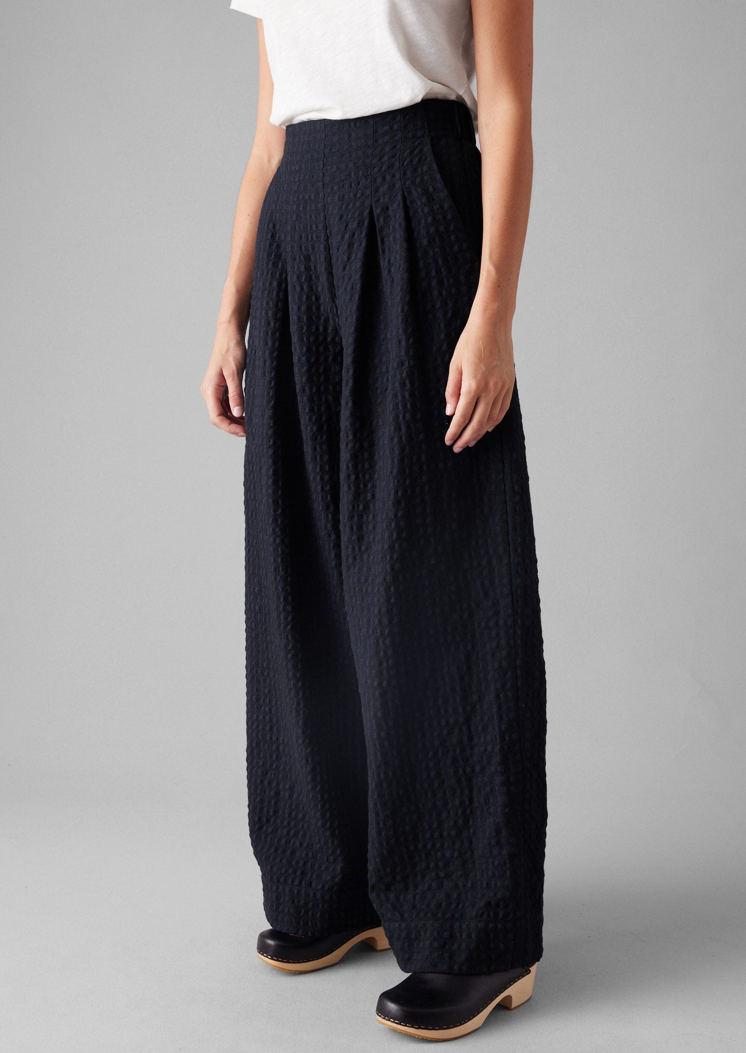 Corinne Herringbone Wide Leg Pants | Navy