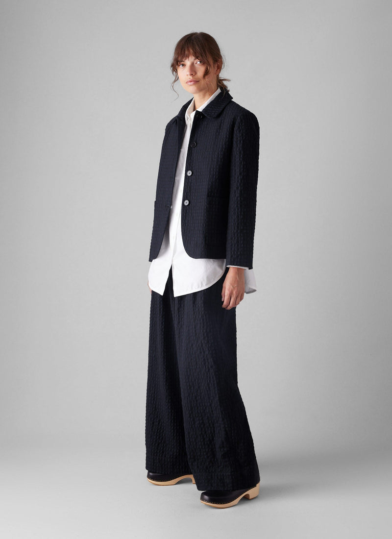 Corinne Herringbone Wide Leg Pants | Navy