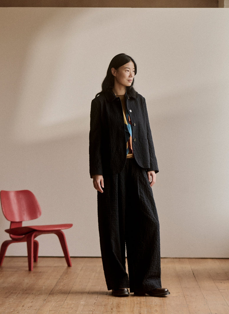 Corinne Herringbone Wide Leg Pants | Navy