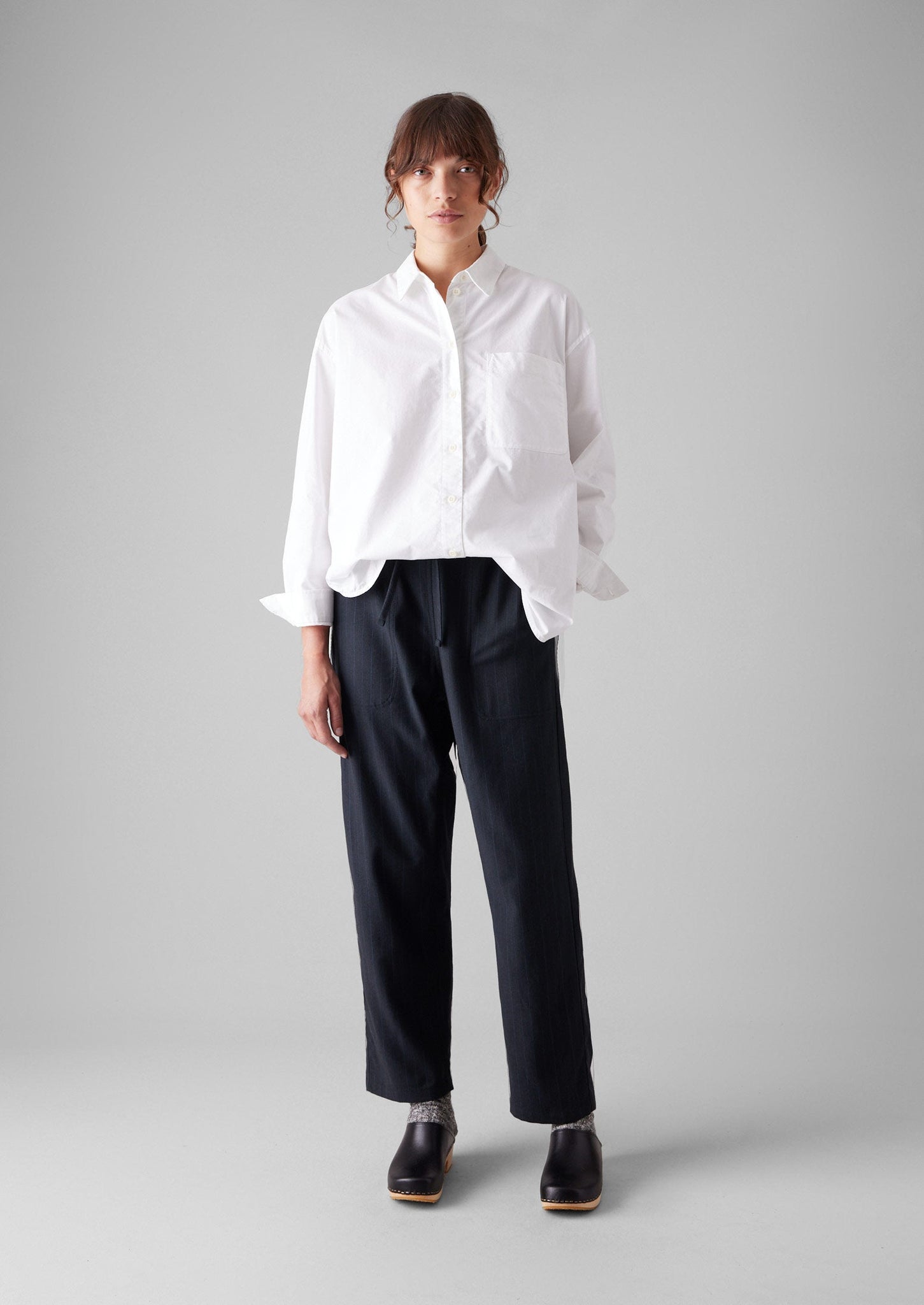 Suki Panelled Wool Cotton Pants | Dark Indigo