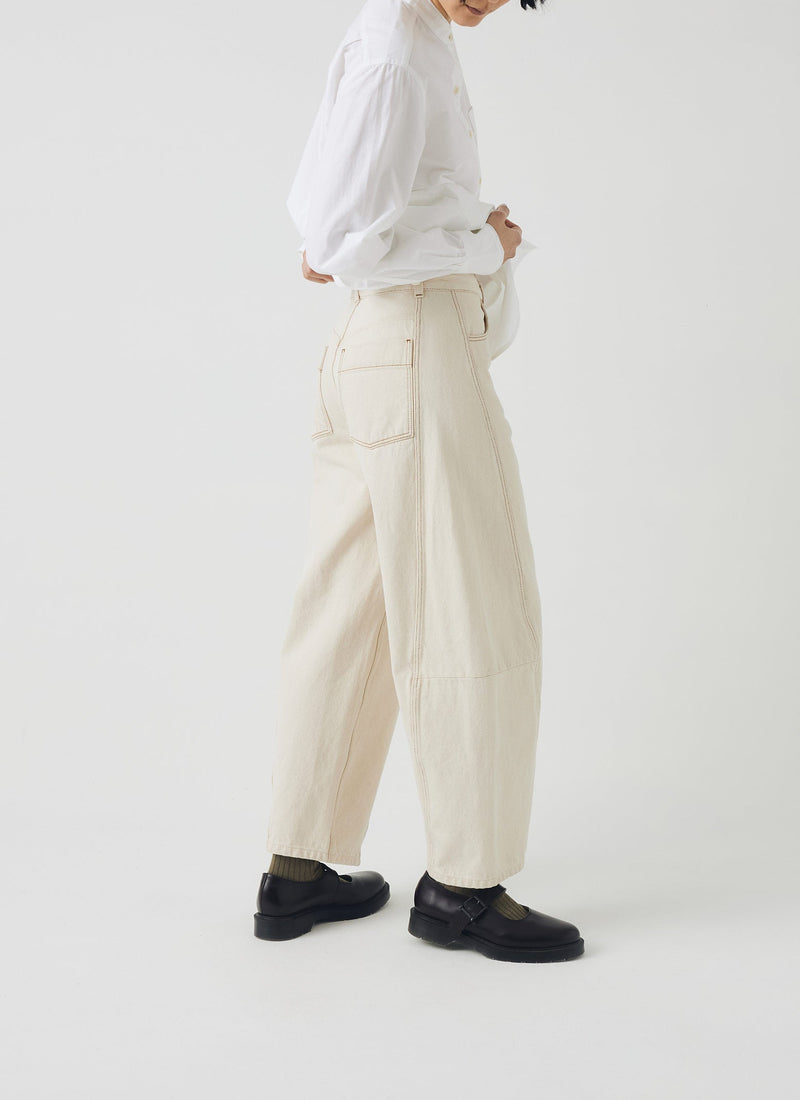 Sculptural Seamed Denim Pants | Ecru