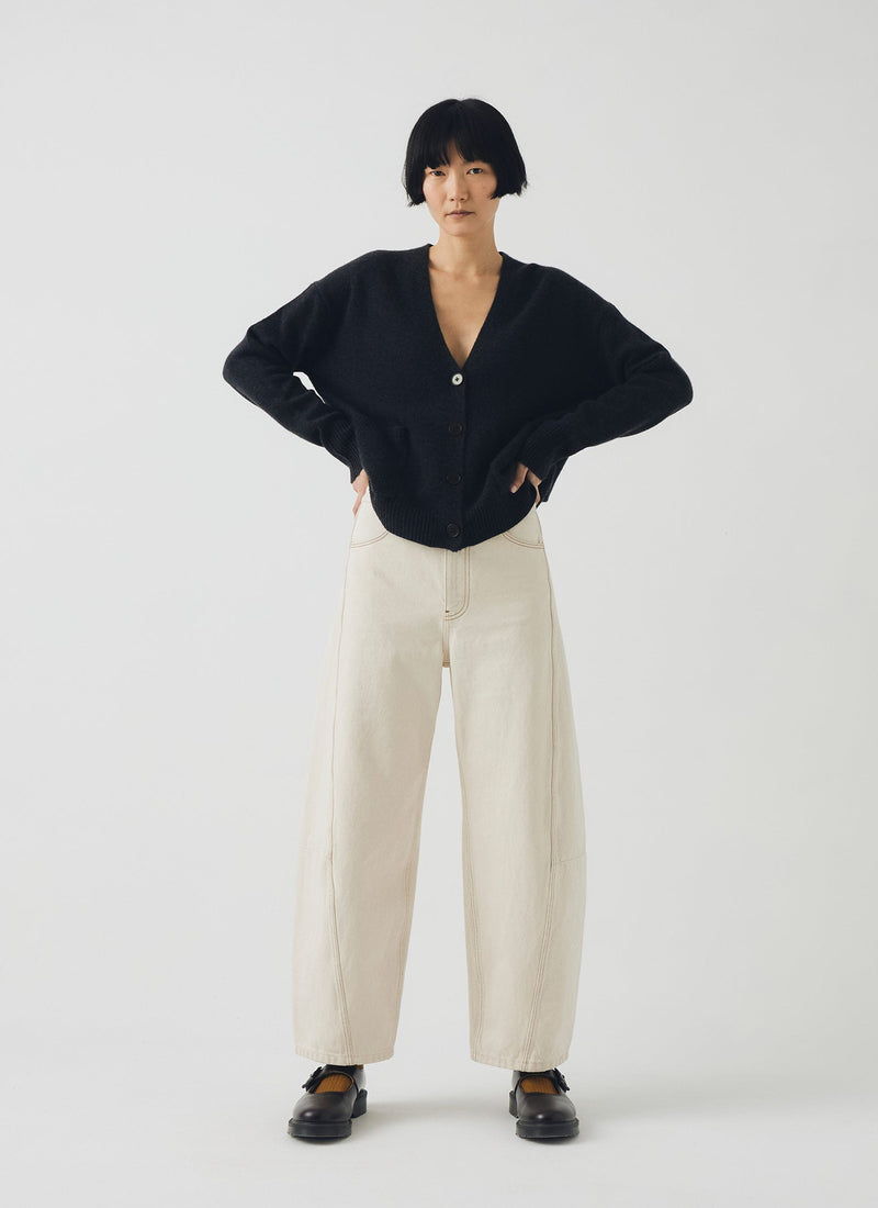 Sculptural Seamed Denim Pants | Ecru