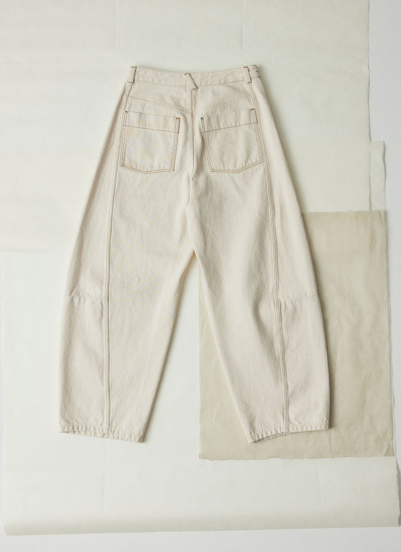 Sculptural Seamed Denim Pants | Ecru