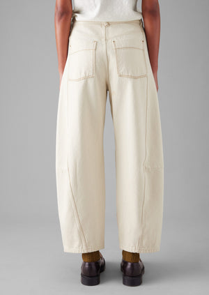 Sculptural Seamed Ecru Denim Pants | Ecru