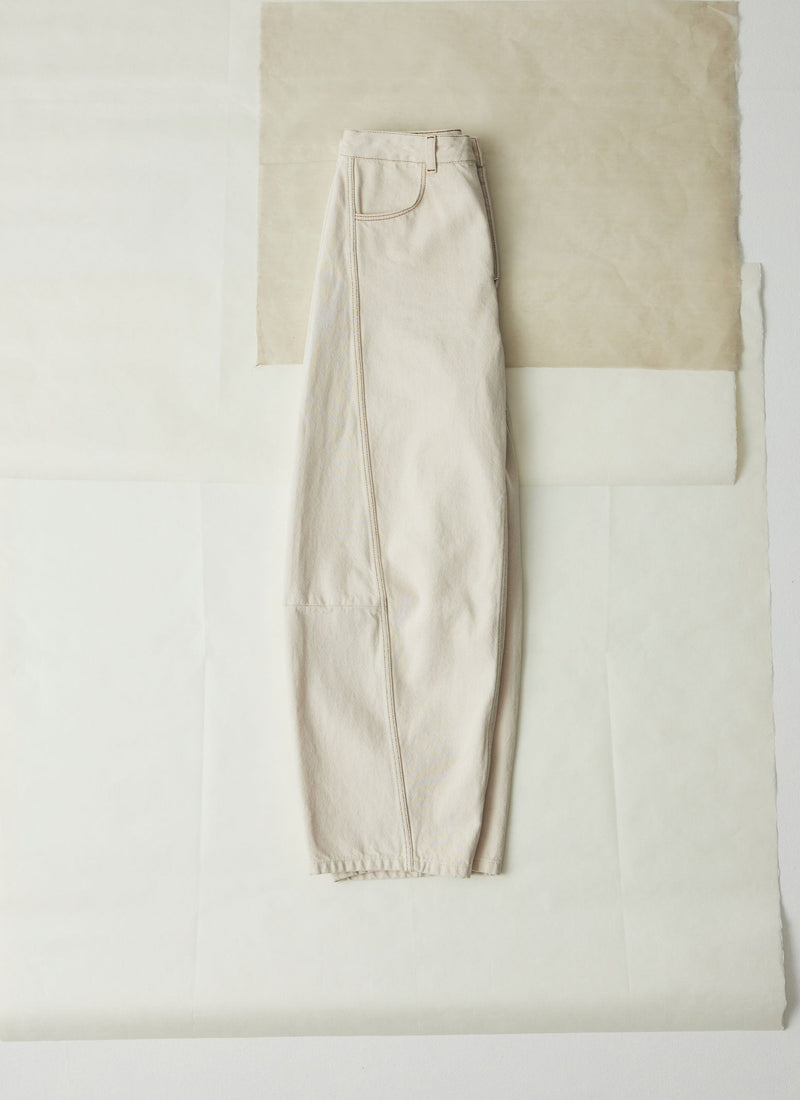 Sculptural Seamed Denim Pants | Ecru