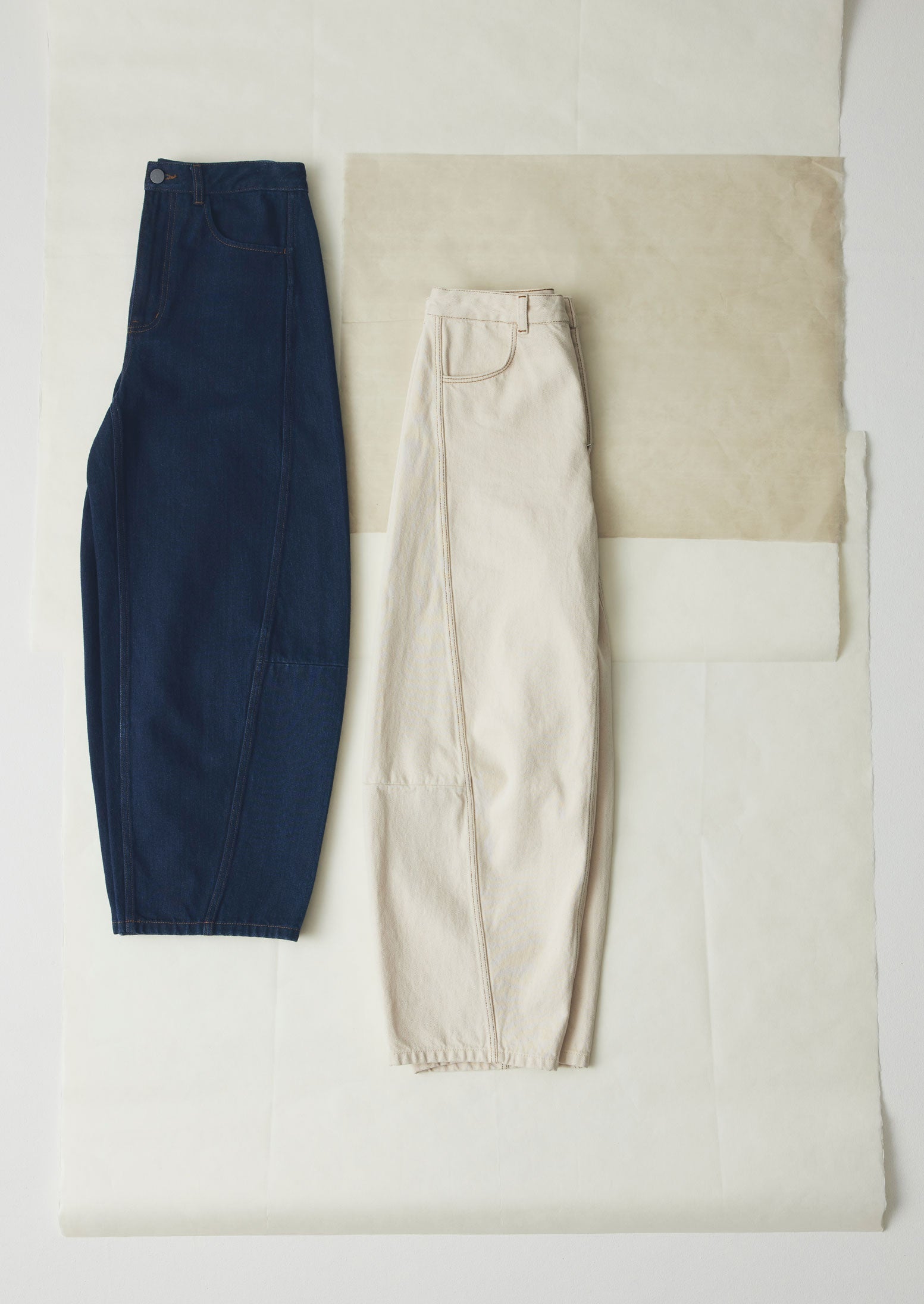 Sculptural Seamed Denim Pants | Ecru | TOAST
