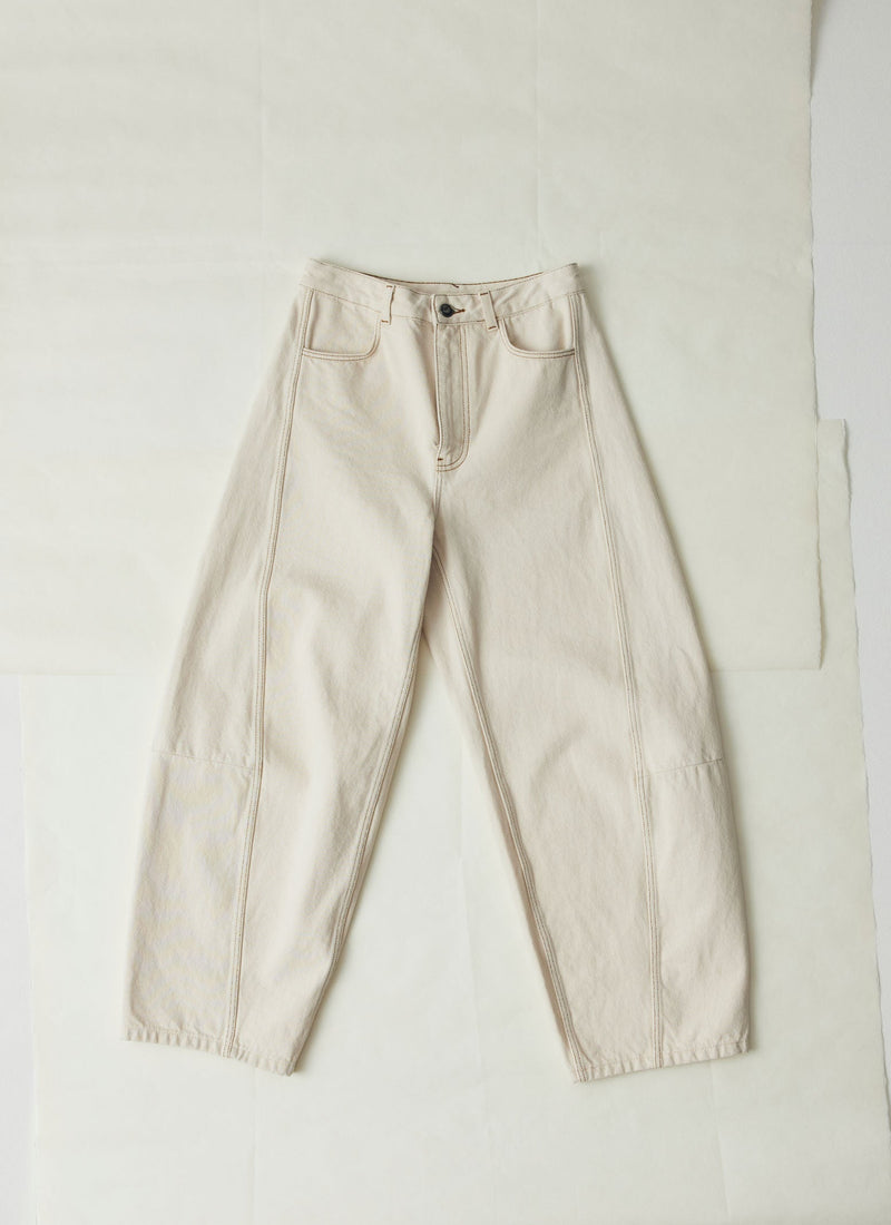 Sculptural Seamed Denim Pants | Ecru