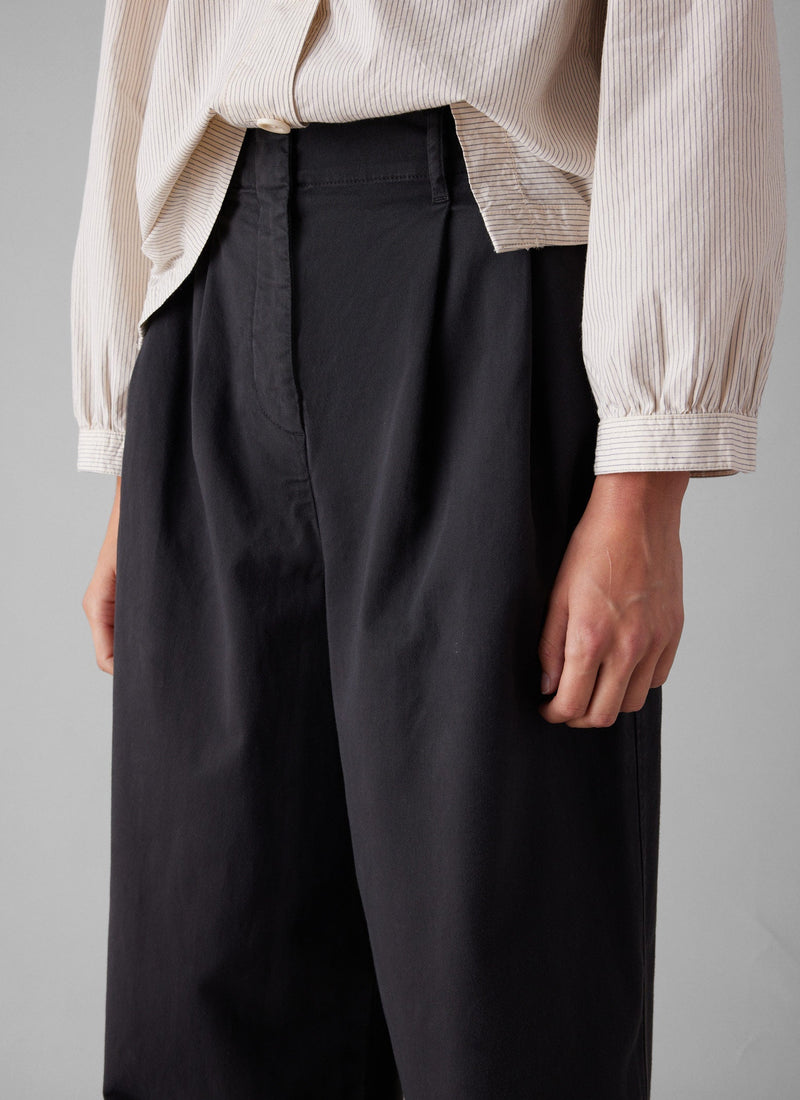 Cotton Paper Bag Pants | Soft Black