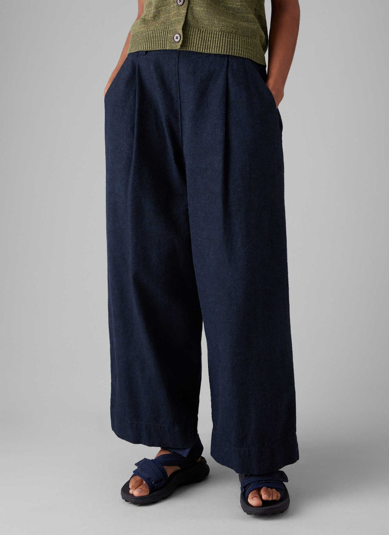 Hemp Cotton Canvas Pants | Dark Chambray Blue