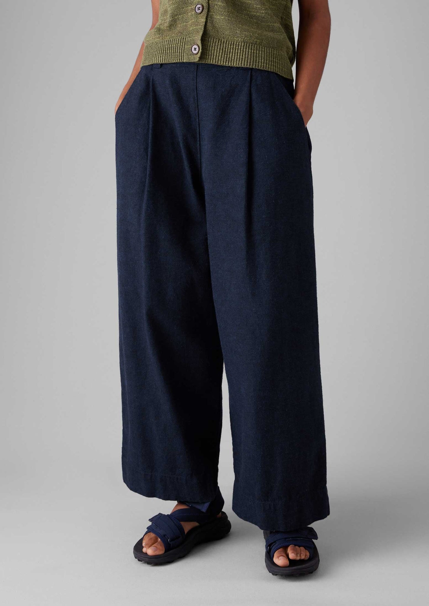 Hemp Cotton Canvas Pants | Dark Chambray Blue