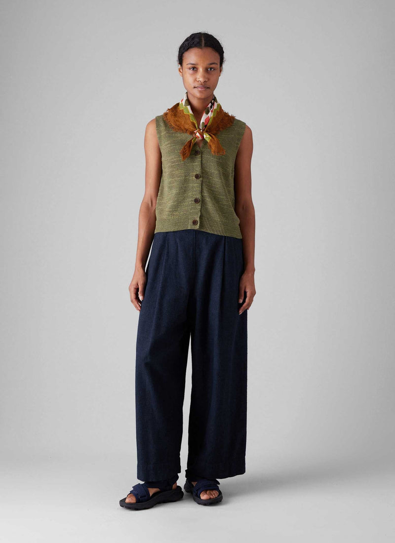 Hemp Cotton Canvas Pants | Dark Chambray Blue