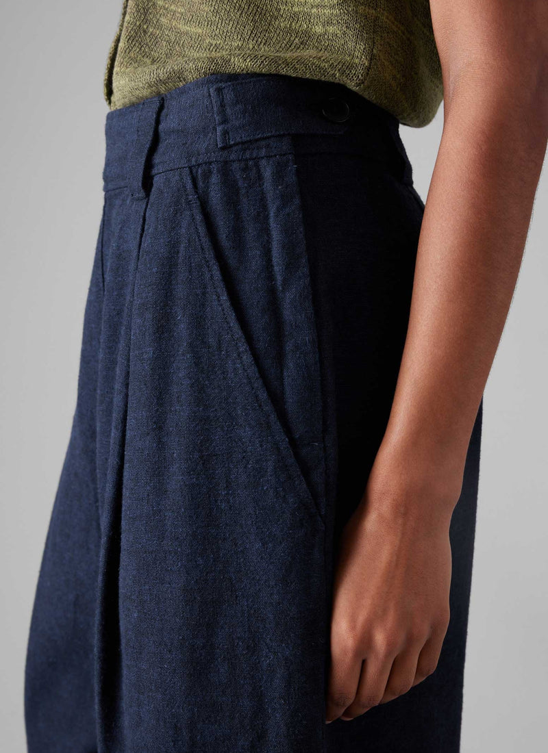 Hemp Cotton Canvas Pants | Dark Chambray Blue
