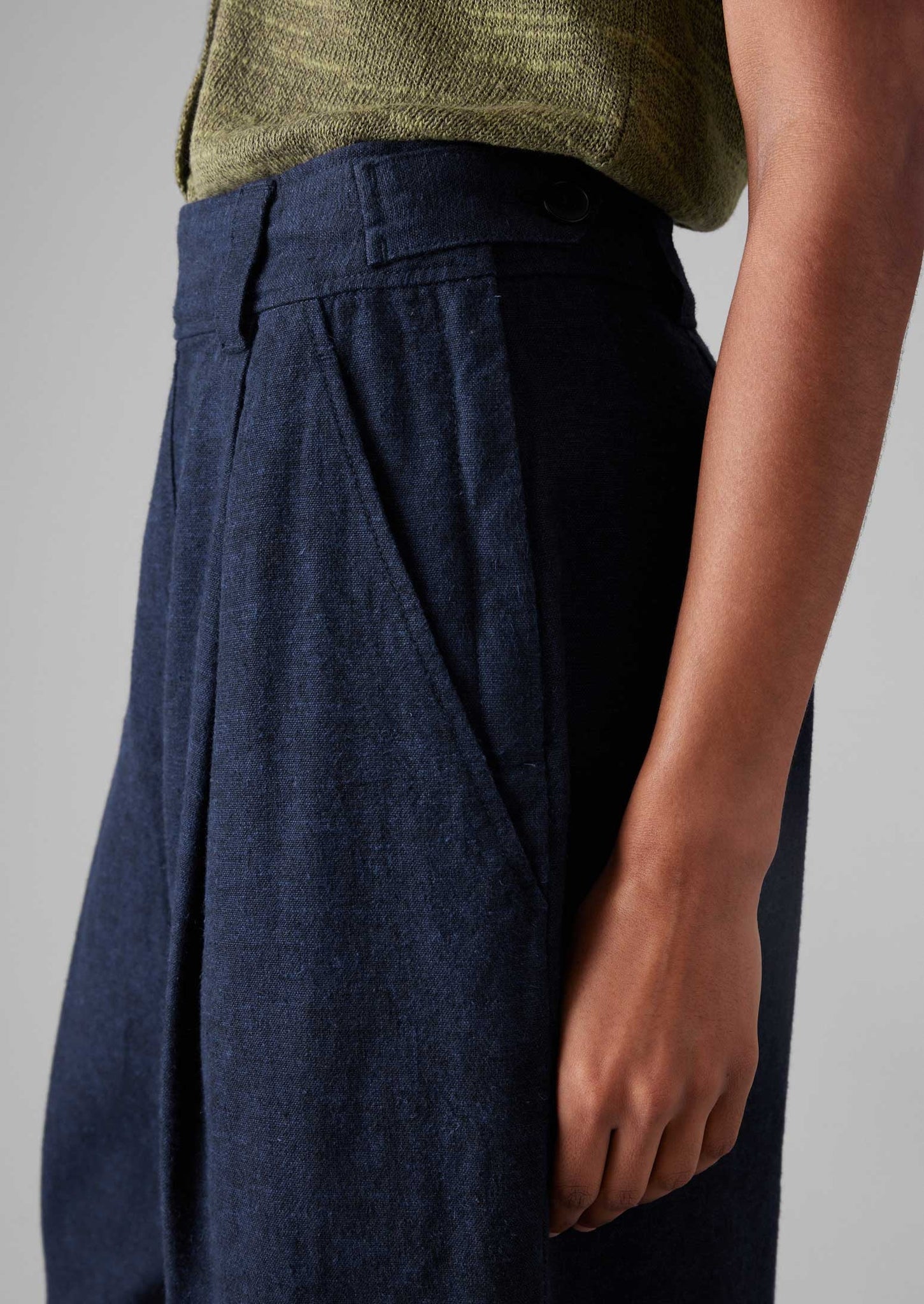 Hemp Cotton Canvas Pants | Dark Chambray Blue