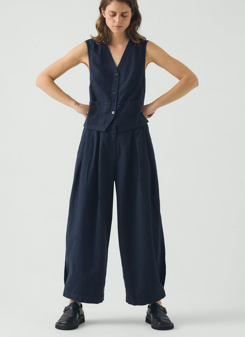 Carys Cotton Linen Canvas Wide Leg Pants | Anthracite