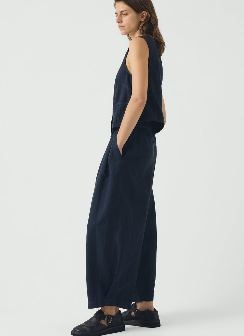 Carys Cotton Linen Canvas Wide Leg Pants | Anthracite