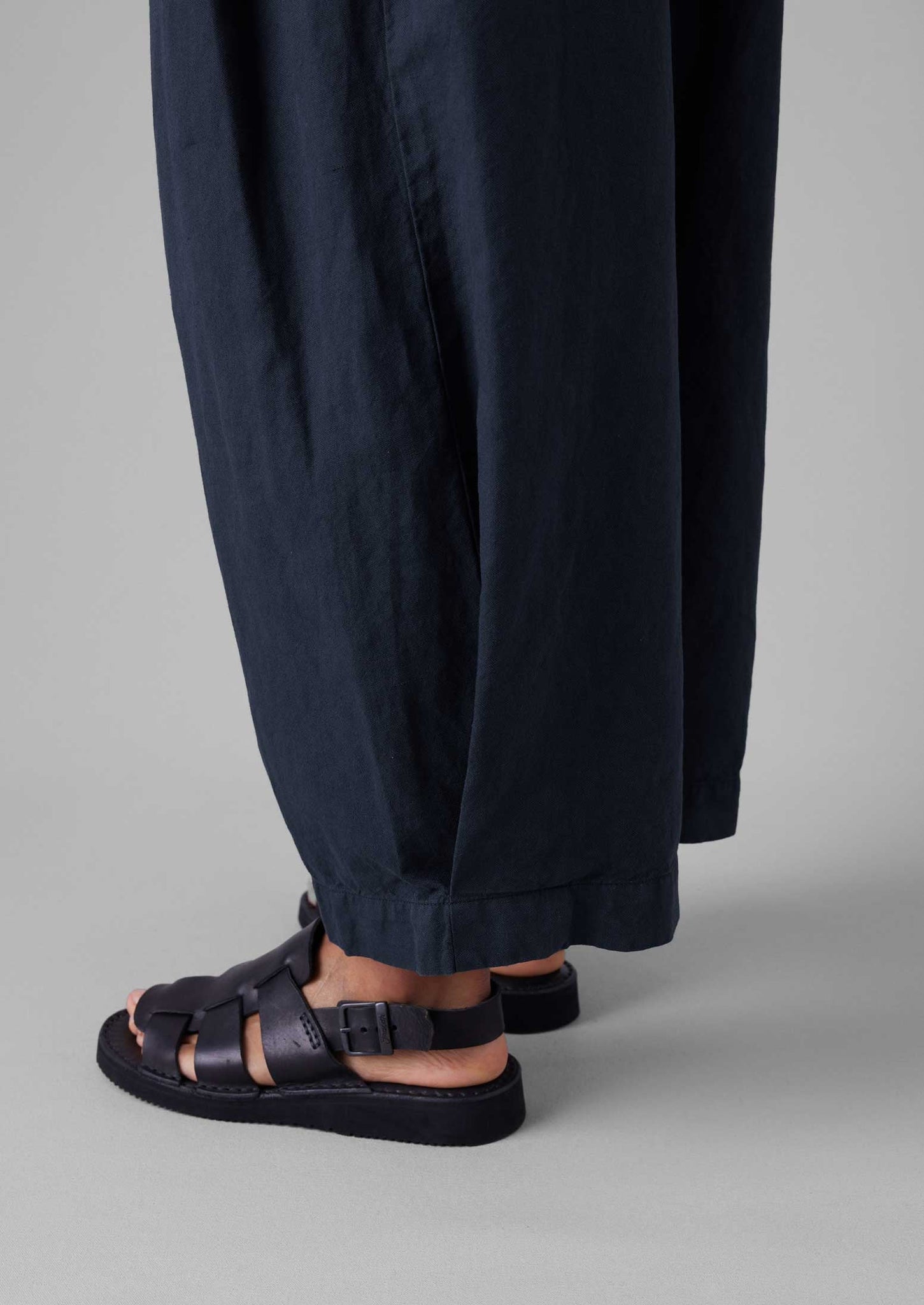 Cotton Linen Canvas Wide Leg Pants | Anthracite