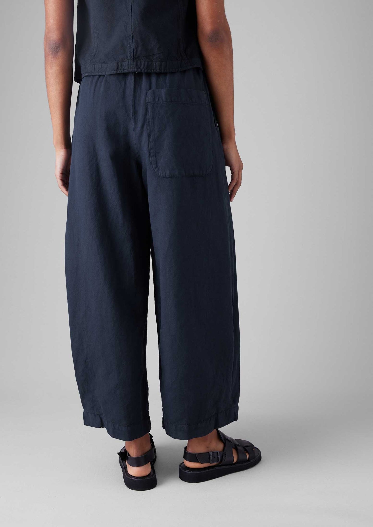 Cotton Linen Canvas Wide Leg Pants | Anthracite