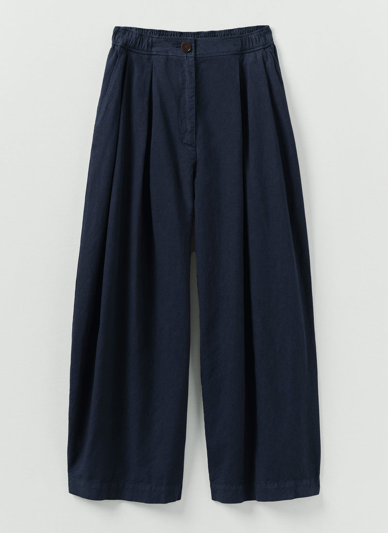 Carys Cotton Linen Canvas Wide Leg Pants | Anthracite