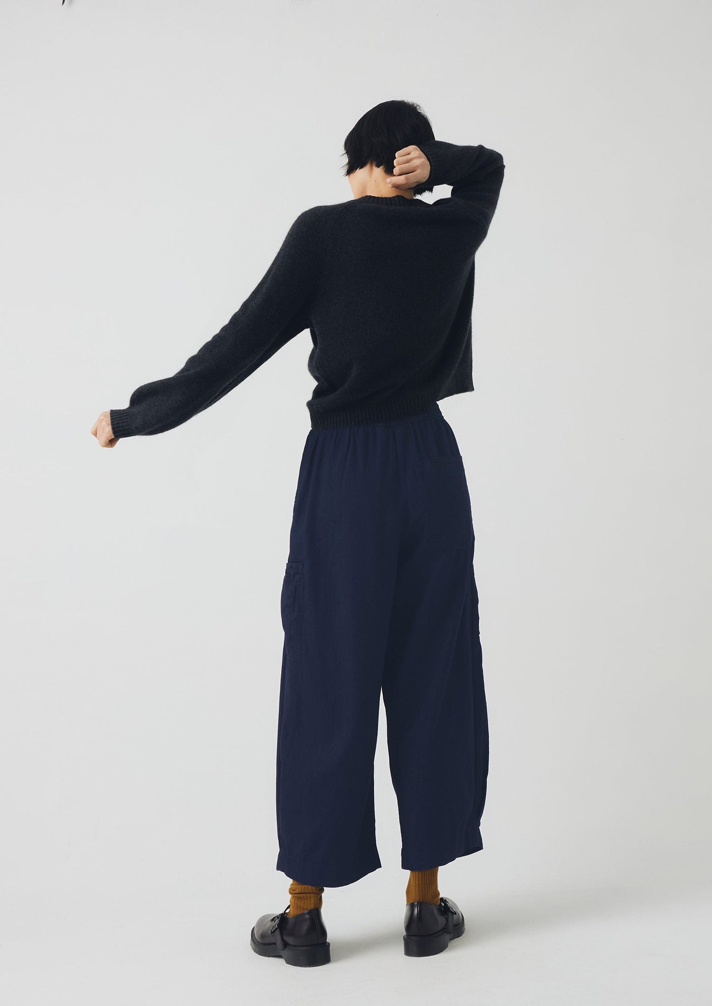 Cotton Twill Wide Leg Pants | Indigo