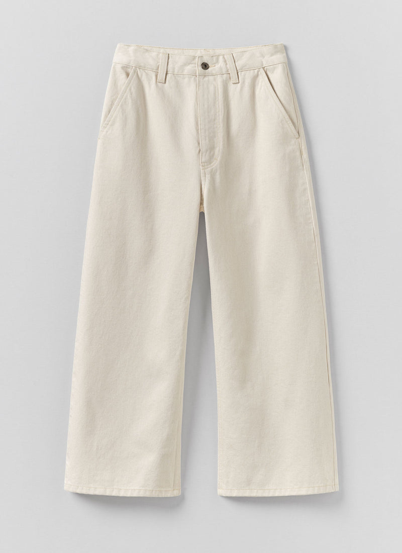 Relaxed Wide Leg Denim Pants | Ecru