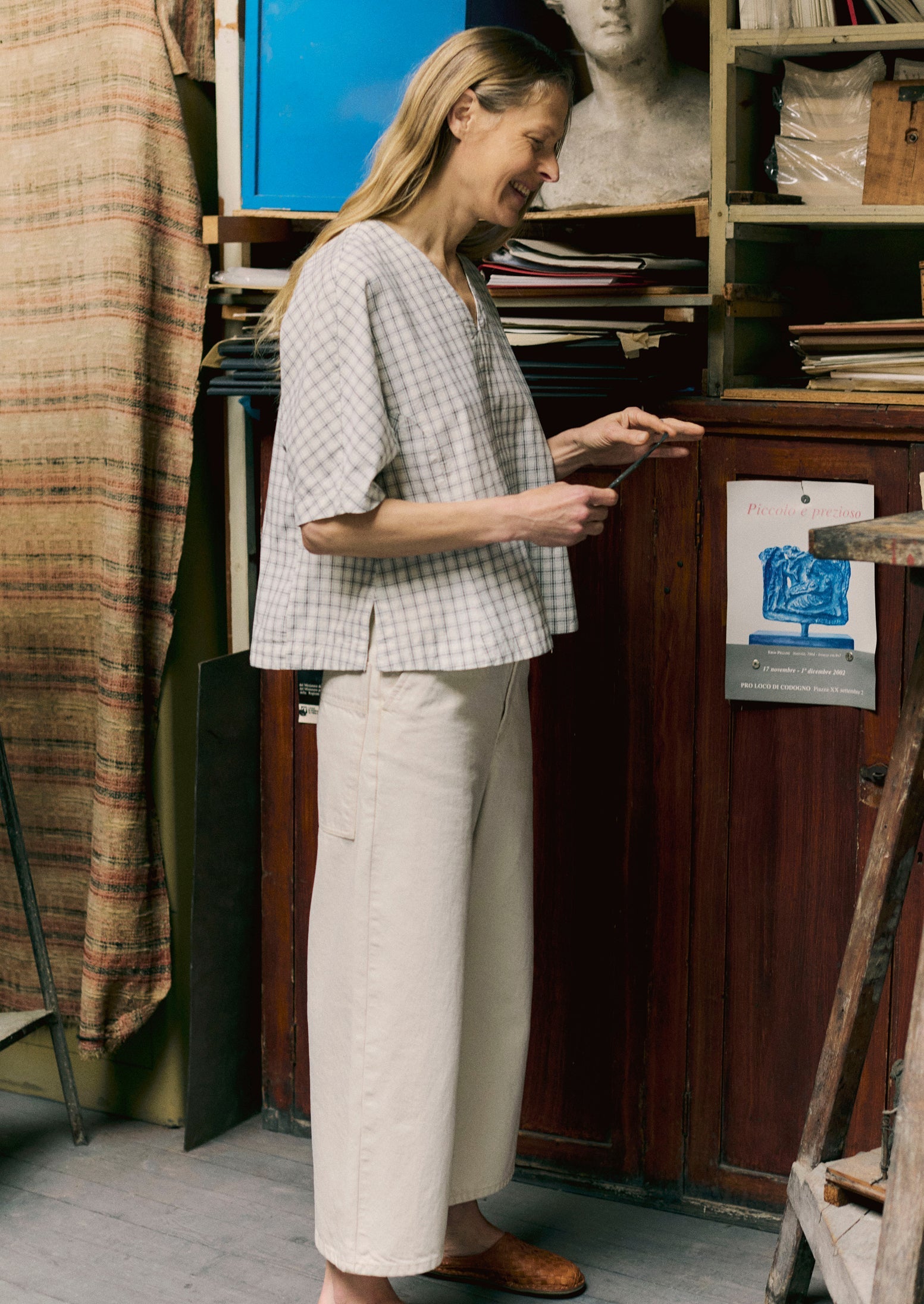 Relaxed Wide Leg Denim Pants | Ecru | TOAST