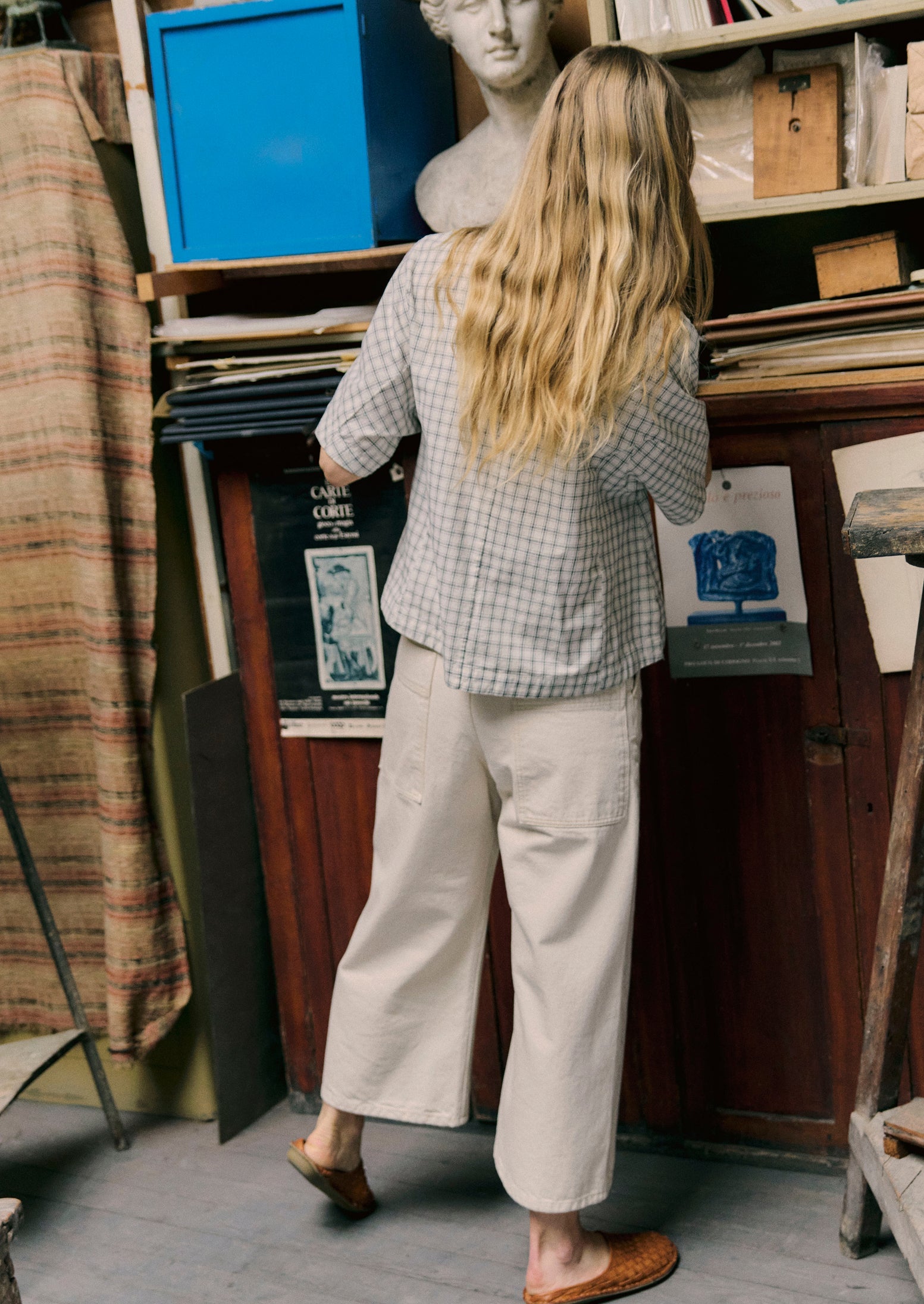Relaxed Wide Leg Denim Pants | Ecru | TOAST
