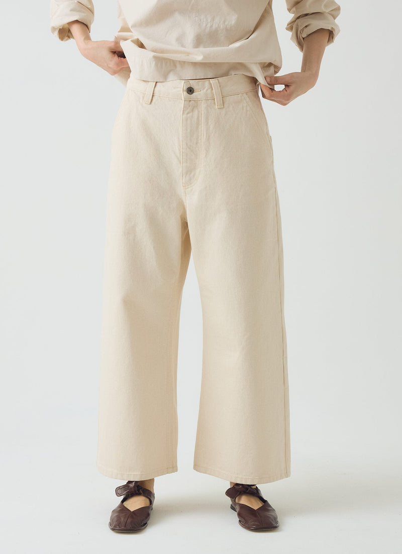 Relaxed Wide Leg Denim Pants | Ecru