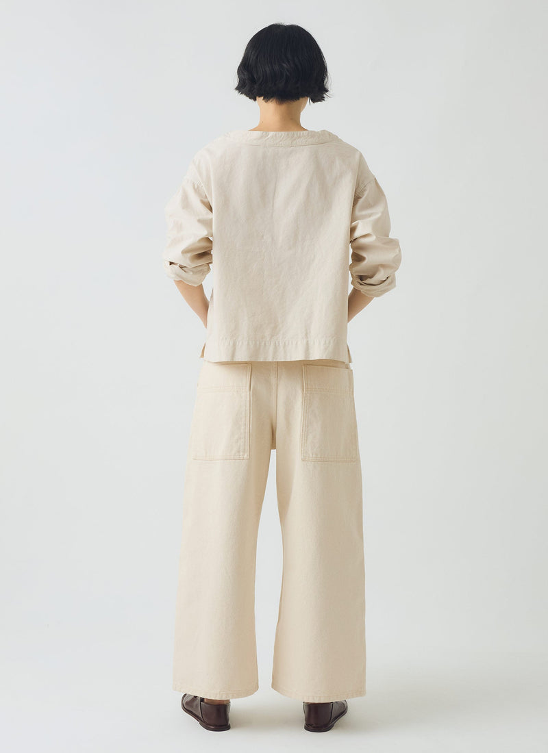 Relaxed Wide Leg Denim Pants | Ecru