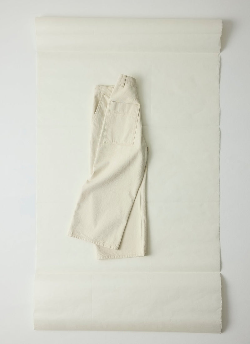 Relaxed Wide Leg Denim Pants | Ecru