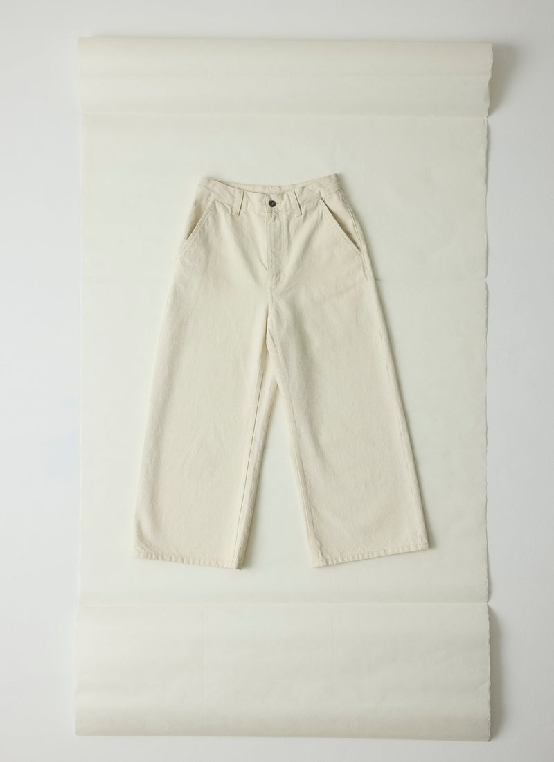 Relaxed Wide Leg Denim Pants | Ecru