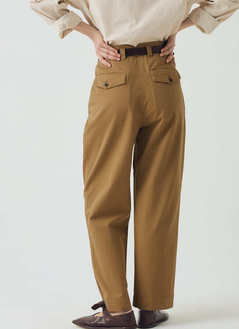 Cotton Pleat Front Pants | Warm Sand
