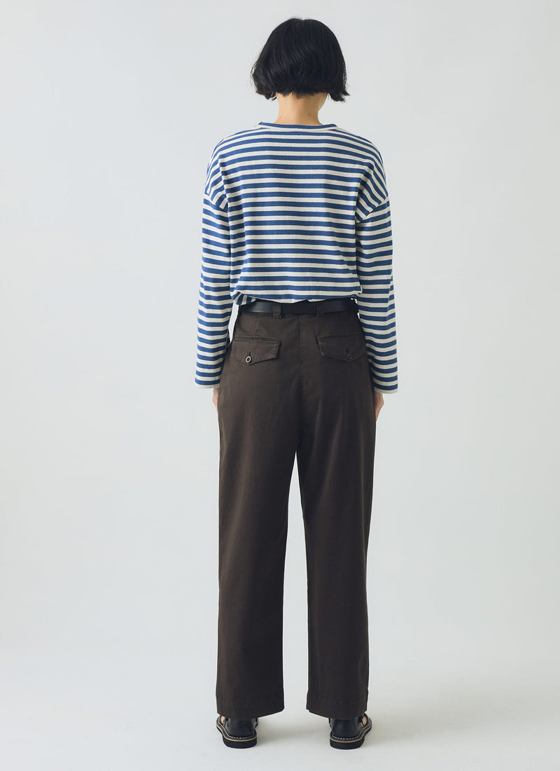 Cotton Pleat Front Pants | Mocha Brown