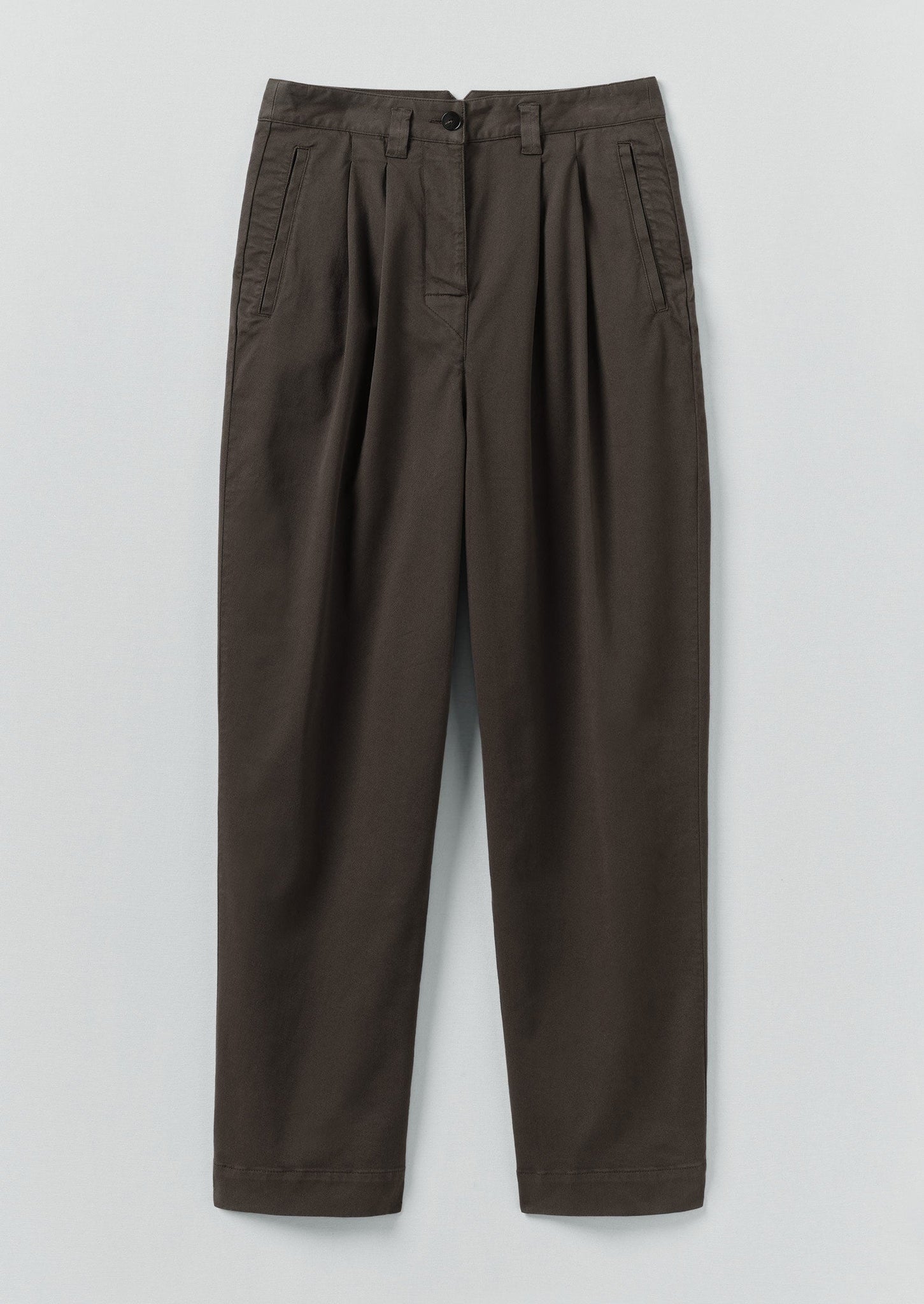 Cotton Pleat Front Pants | Mocha Brown | TOAST